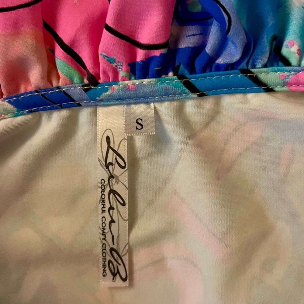 Lulu B Sleeveless Ruffle Cooling UPF 50 Top Colorful Hearts Print Small NWT new - Picture 2 of 12